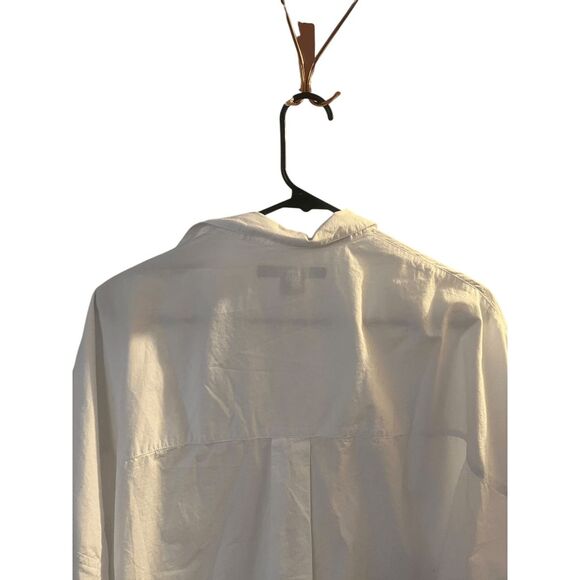 French Connection Rhodes Recycled Crepe Paper Popover Shirt in Winter White Size - Picture 4 of 7